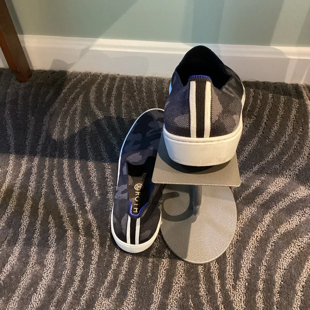 Rothy's Black and Gray Camouflage Original Slip On Sneaker Loafers - Like New! - Picture 6 of 10